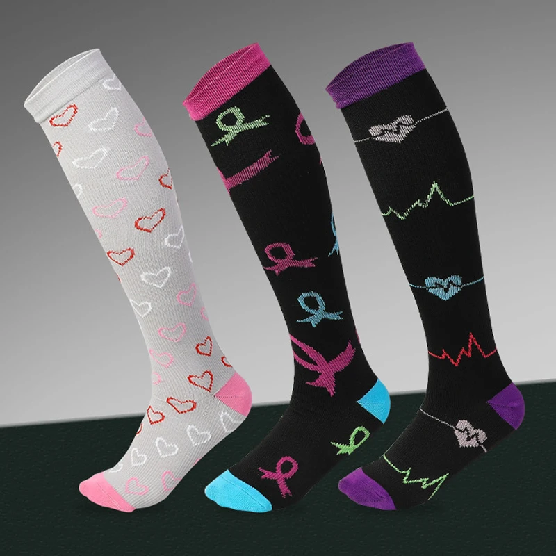 Компрессионные носки для женщин и мужчин, гольфы, чулки по колено, длинные спортивные носки для бега, футбола, HSJ88