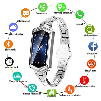 

New Smart Watch Women Alloy Waterproof Heart Rate Monitoring Bluetooth for Android IOS Fitness Bracelet Smartwatch Drop Shipping