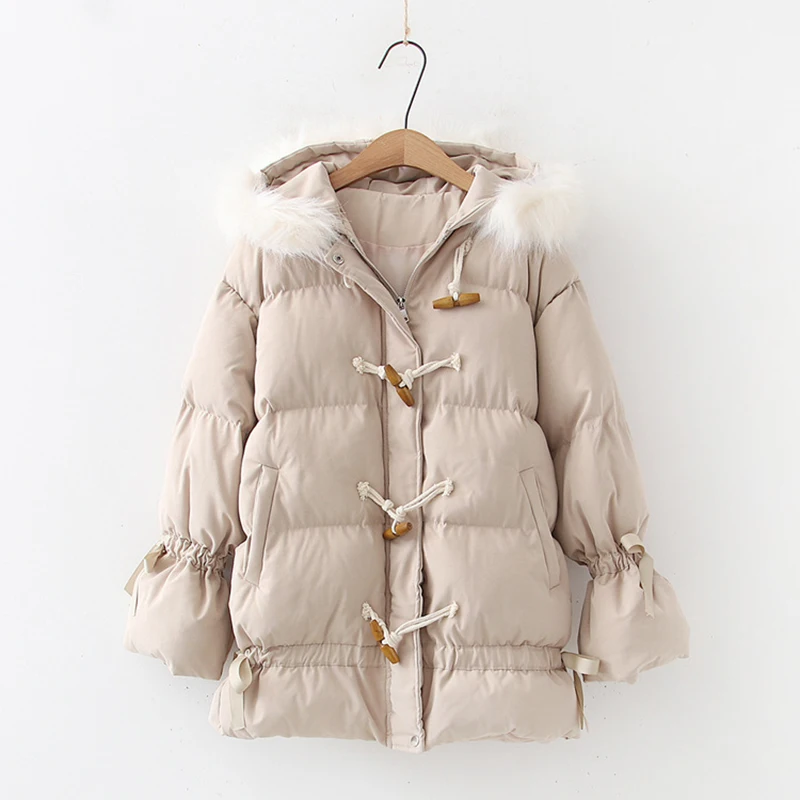 Women Winter Jacket Big Fur Collar Winter Coat Women Plus Size Down Parka Lady Hooded Parkas Warm Cotton Jackets - Цвет: Розовый