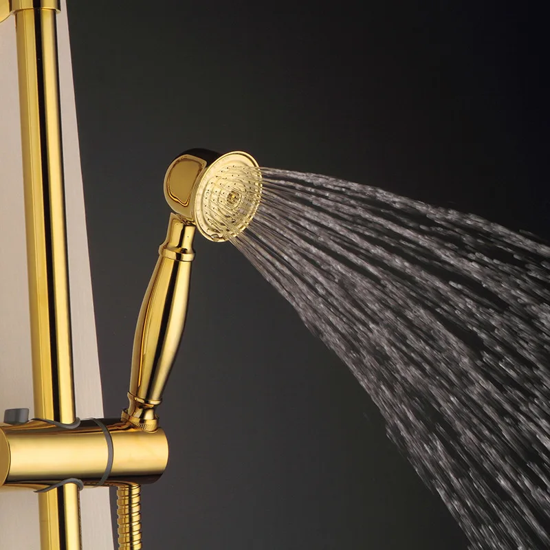 Combined shower, three function gold shower system, hand shower head, hot mixer