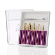 Набор сверл для ногтей Makartt, золото, вольфрам, карбид, алмазные сверла для ногтей, 6 шт., для удаления акриловых ногтей, Гель-лак для ногтей, полигель для ногтей