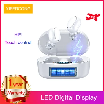 

HIFI Sound bluetooth in-ear earphone LED Power Display sports style waterproof with microphone TWS wireless earbuds for phone
