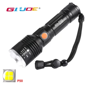 

Powerful led flashlight portable torch Zoomable USB recharge lanterna P50 2000LM 18650 Battery outdoor waterproof camping light