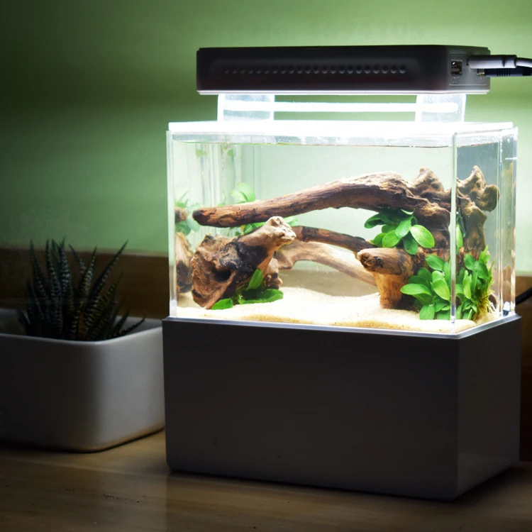 Title 5, Mini Plastic Fish Tank Portable Desktop Aquapon...