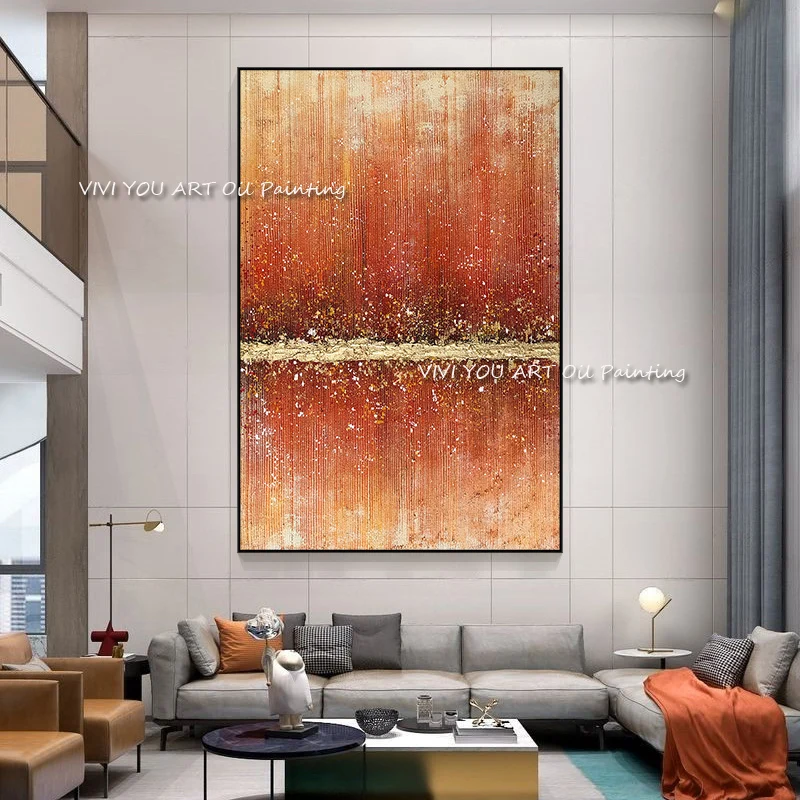 

100% ручная роспись Абстрактная серая оранжевая масляная живопись большого размера украшение крыльца живопись современный минималистичный дизайн в подарок