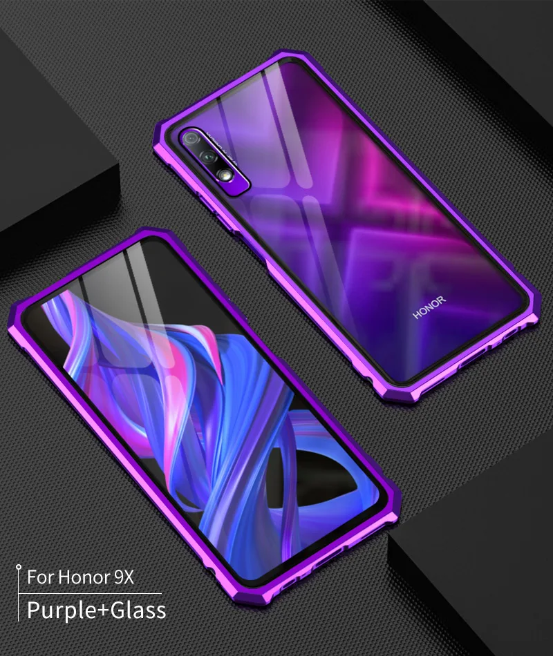 Роскошный Магнитный бампер, чехол для huawei Honor 9X Pro, рамка для телефона, металлическая броня, стекло, задняя крышка, huawei Honor 9X Pro, чехол на