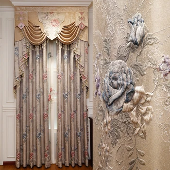 

Top European high quality 3D jacquard shading living room decorative curtains luxury classic modern curtains for bedroom windows