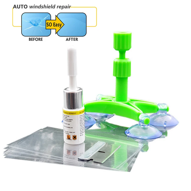 Авто стекло Царапины трещина инструмент для восстановления лобового стекла автомобиля ремонт смолы комплект DIY автомобиля окна Ремонт Инструменты окна отверждения клея - Цвет: Green for star crack