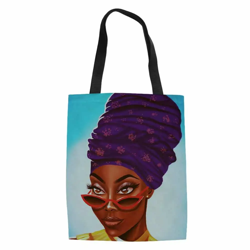 Design дизайн холщовые сумки для женщин топ-ручка сумка черная для девочек волшебный Африканский принт хозяйственные сумки Женская Льняная сумка Feminina - Цвет: YQ4587Z22