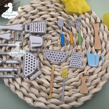 

Bunnymoon Cooking utensils 3D Gift Stitched DIY Scrapbooking Stamps Craft Embossing Die Cut Making Stencil Template