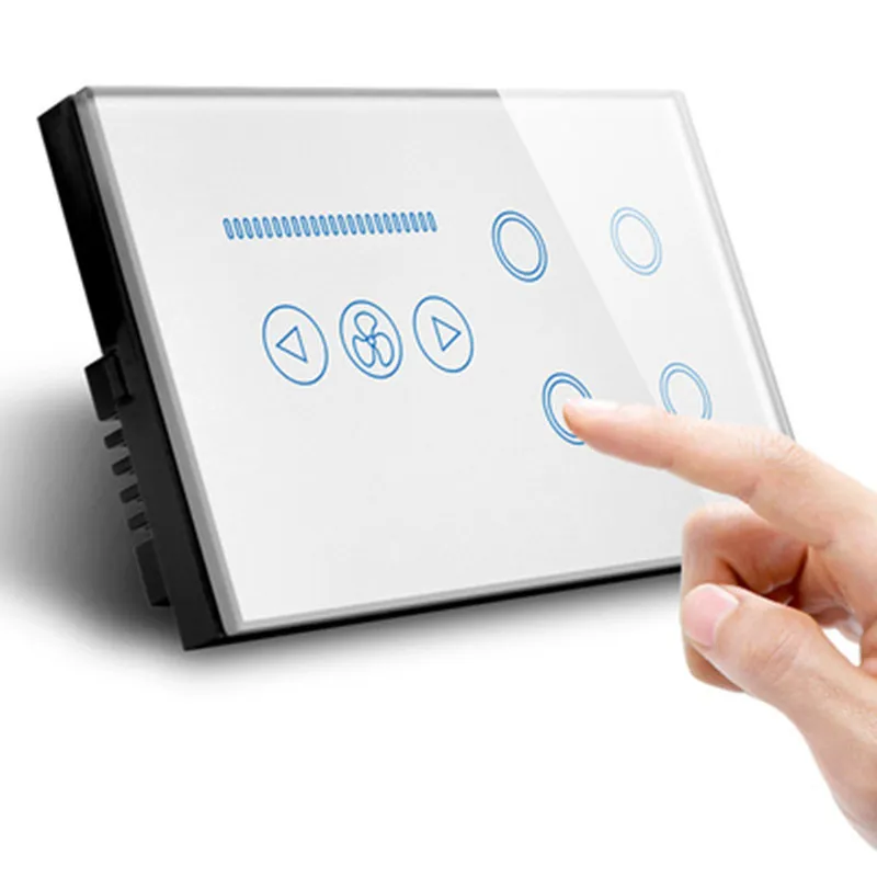 Wifi умный светильник, 4 комплекта, Великобритания, стеклянная сенсорная панель с кристаллами, комбинированный Интеллектуальный вентилятор, переключатель мощности для Alexa Google Home