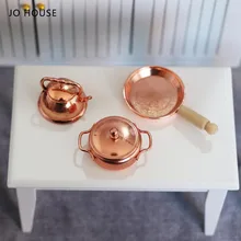 

JO HOUSE 3PCS SET Kettle Pan Soup Pot kitchen Accessories 1:12 Dollhouse Minatures Model Dollhouse Accessories