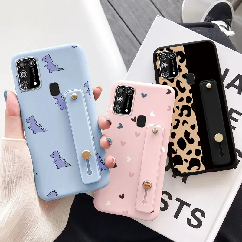 Чехол с ремешком на запястье для телефона Samsung M31 6 4 дюйма мягкая задняя крышка из