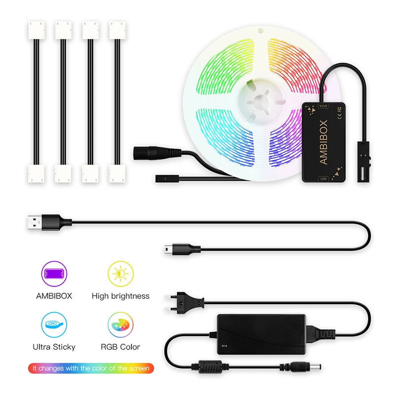 Ambilight комплект Dream цветная светодиодная лента 5050 RGB 1 м 2 м 3M 4M 5 м для HDTV настольного ПК с подсветкой IP30 светодиодный пиксельный фонарь