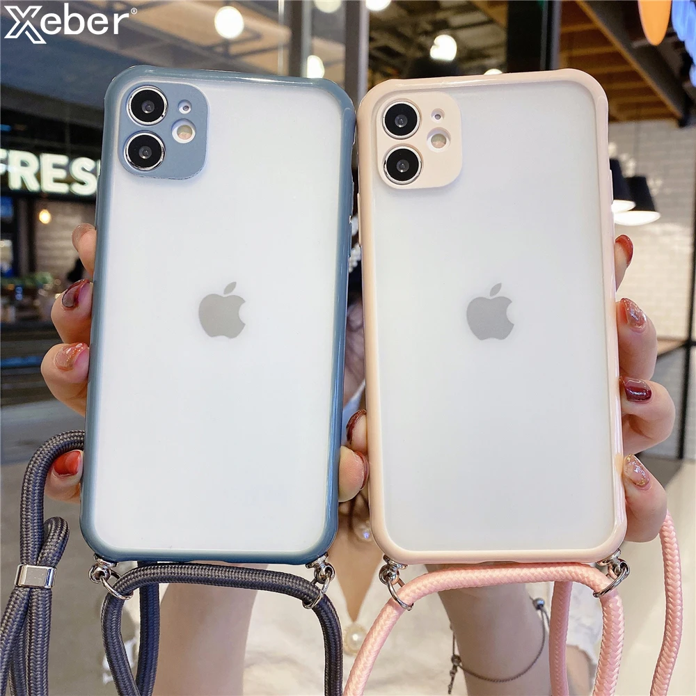 Чехол для телефона с ремешком через плечо и на шею iPhone 11 12 Pro Max X XR XS MAX 8 7 Plus SE2