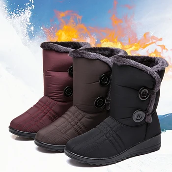

Women Snow Boots 2019 Women Winter Ankle Boot Female Button Platform Shoes Antiskid Waterproof Flexible Warm Winter Boots Female