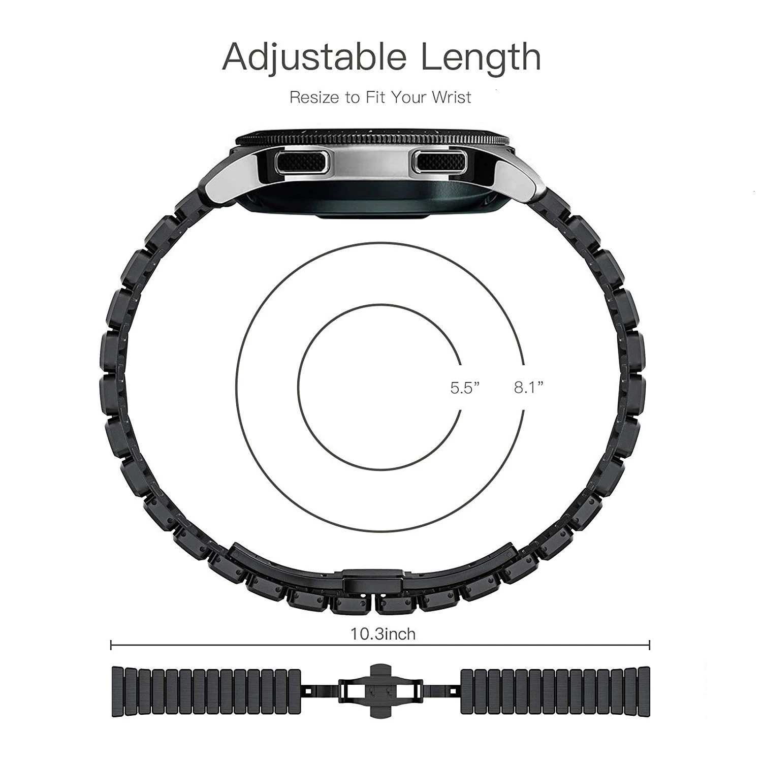 Сменный Браслет из нержавеющей стали 20 мм 22 мм для samsung Galaxy Watch 46 мм Active gear S3 Classic Amazfit 2S HUAWEI