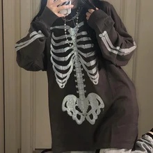 

Emo Women Autumn Streetwear Long Sleeve Y2K Gothic Skull Alt Oversized T-shirt Fairy Grunge Goth Graphic T Shirts E Girl Clothes