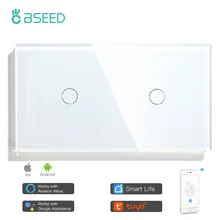 BSEED WIFI Double Light Switches Smart Touch Sensor Wall Switches Google Alexa Smart Life App 2Gang 1/2/3 way Smart Switches