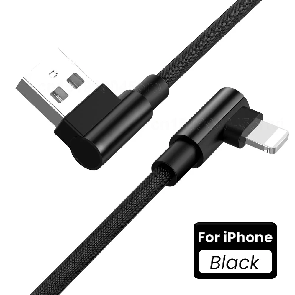 android phone charger 90 Degree Fast Charging USB Charger Cable For iPhone 13 12 11 Pro Max 6s 7 8 Plus X XR Xs SE iPad Origin Data Cord Long Wire 3m iphone charger cable Cables