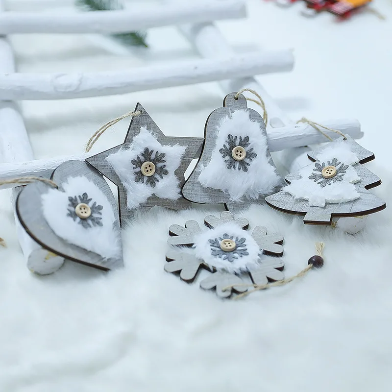 

2pcs/set Wooden Snowflake Bell Elk Hanging Pendant Christmas Tree Decoration Ornaments Christmas Decorations for Home Supplies