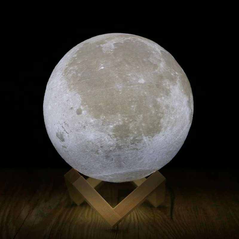 

Rechargeable 3D Print Moon Lamp 2 Color Change Touch Switch Bedroom Bookcase Night Light Home Decor Creative Gift