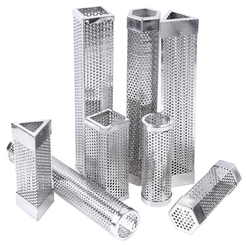 

BBQ Stainless Steel Accessories Meshes Round Sqaure Perforated Mesh Smoker Tube Barbecue Grill Generator Smoker Filter Tool
