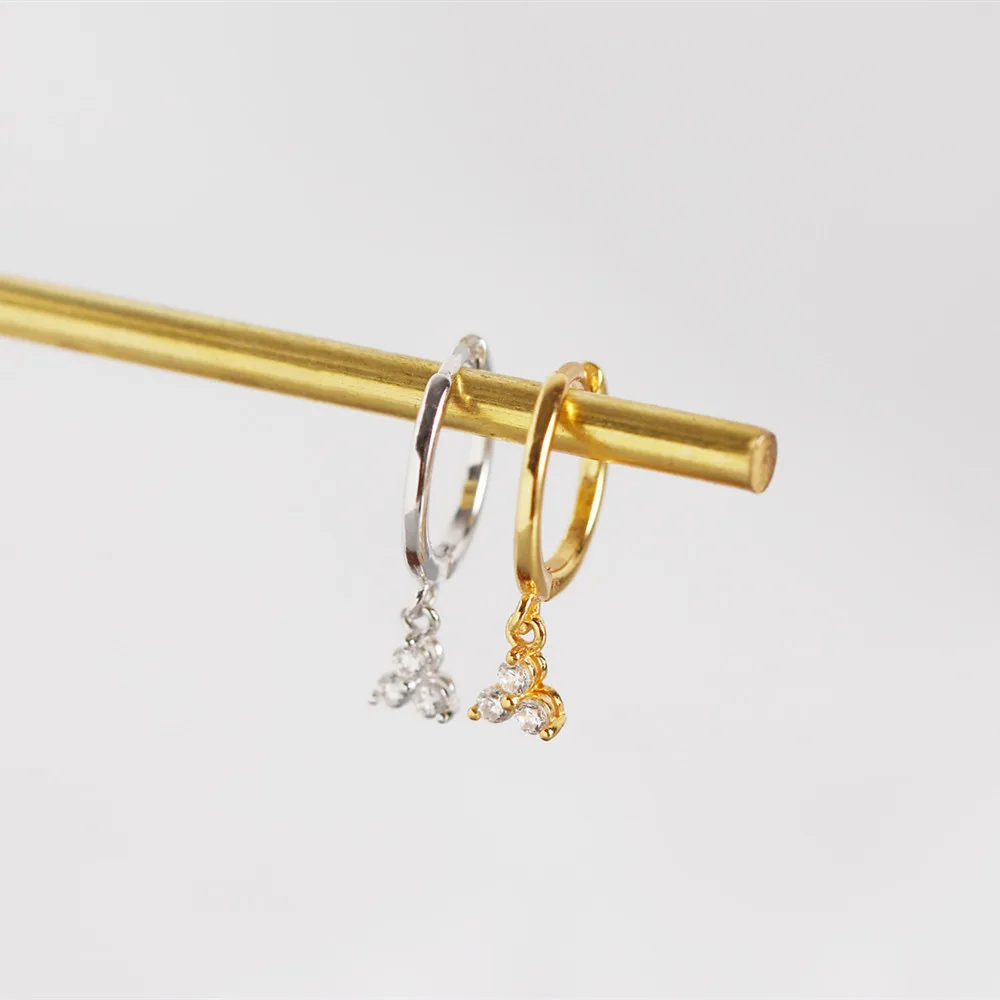 

real 925 Sterling Silver Earrings For Women Small ball Earrings Small Hoop Ear Bone Aretes Girl Gift Spike Zircon Earrings Q30