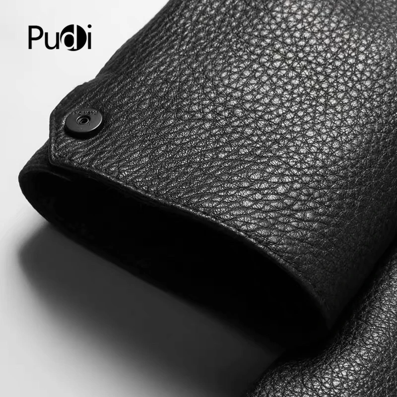 Pudi MT931 New fashion mens jackets and coats Short hooded genuine goat sheepskin leather jackets real leather outwear