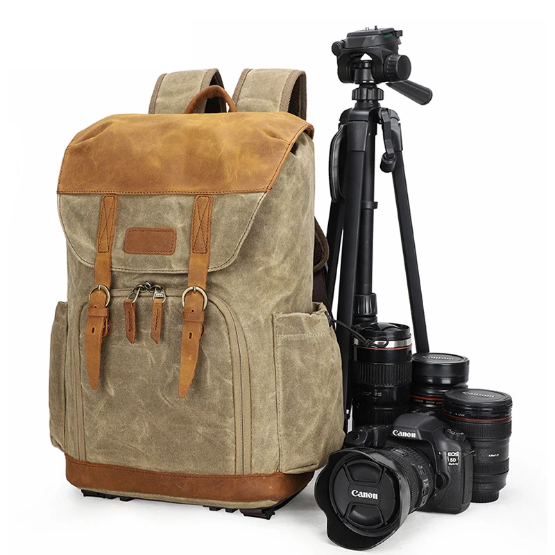 Camera Backpack Canvas Bag Photography Water Repellent DSLR SLR With Rain Cover Camcorder Bags | Багаж и сумки