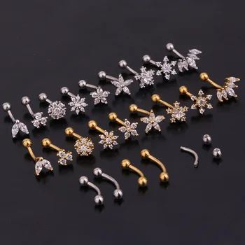 

1PC Steel Crystal Gem Eyebrow Ring Tragus Helix Rook Earring Piercings Curved Piercing Bijoux Lip Helix Rings Jewelry
