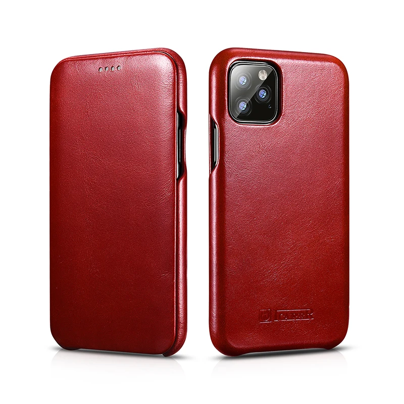 ICARER чехол из натуральной кожи для iPhone 11/Pro/Max роскошный флип-чехол для Apple iPhone 11 Pro Max чехол s - Цвет: Красный