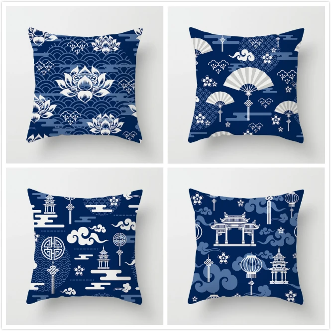 

TTLIFE Lantern Fan Pillow Cover Classical Court Style Cushion Cover Geometric Home Sofa Decoration Printed Pillowcases 2019