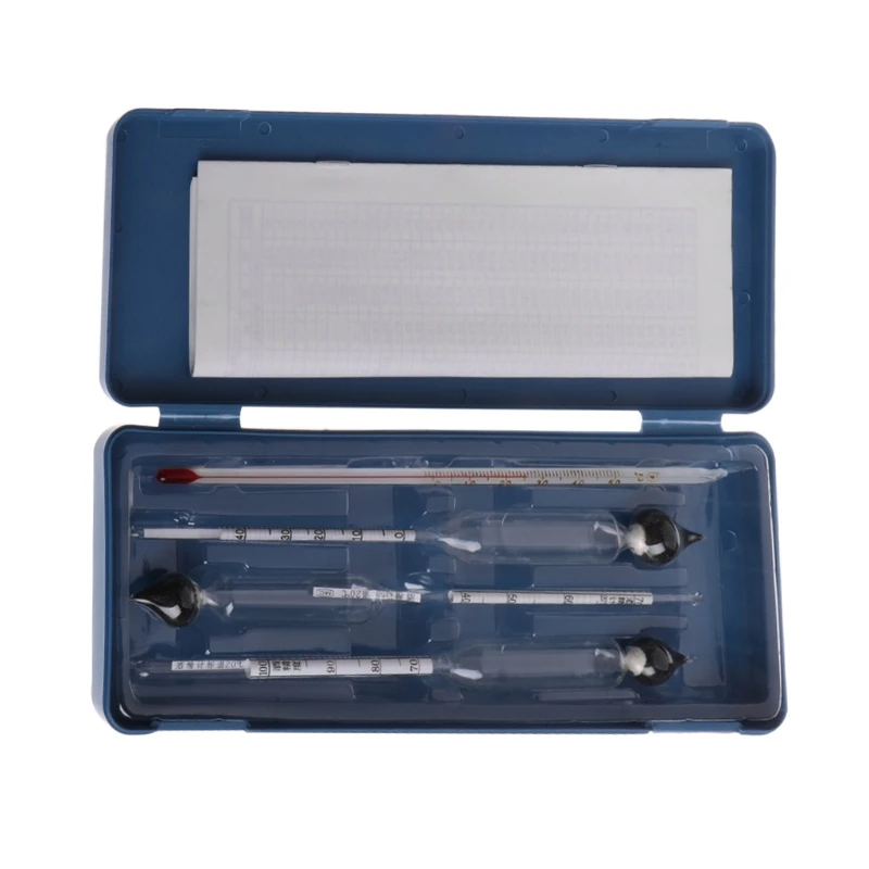 3 шт. 0- Ареометр спиртометр тестер набор спиртометр+ термометр для лаборатории - Цвет: Синий