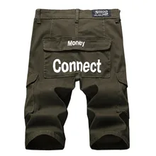Модные мужские летние джинсовые шорты Карго повседневные тактические короткие джинсы с несколькими карманами с буквенным принтом армейский зеленый черный