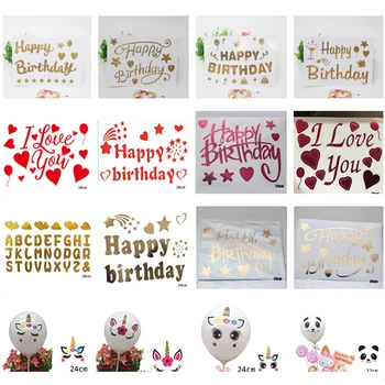 

1PCS DIY I Love You Happy Birthday Gold Balloon Sticker for Clear Helium Balloons Wedding Birthday Party Baby Shower Decoration