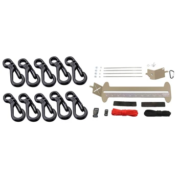 

10Pcs Mini SF Spring Backpack Clasps Climbing Carabiners Black & 9 Pcs Adjustable Metal Weaving 4 Inch to 13 Inch