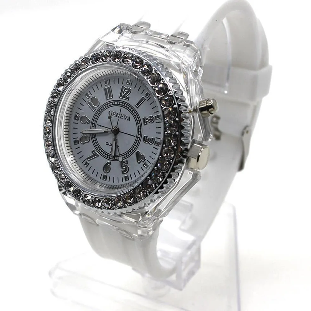 Светящийся светодиодный спортивные часы для женщин кварцевые часы силиконовые наручные часы светящиеся в темноте Повседневная мода подарок