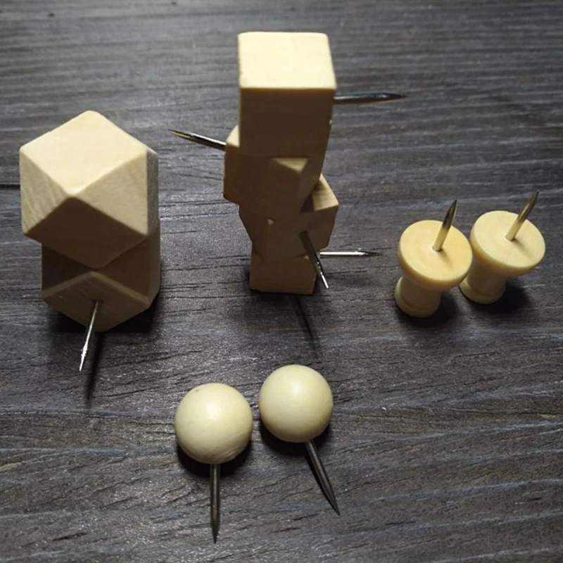 Push Pins 8/20/30/40pcs Map Markers Wooden for Wall Studs etc.
