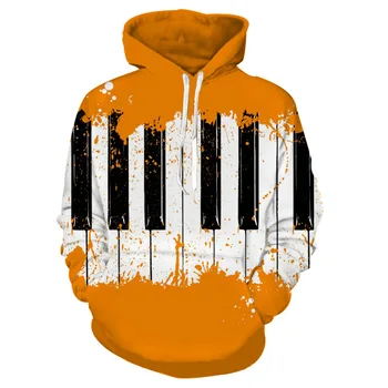 

2020 New 3D Piano Printed Men's Hoodies Sweatshirts with Pockets Casual Men Women Hooded Pullovers Sport Streetwear