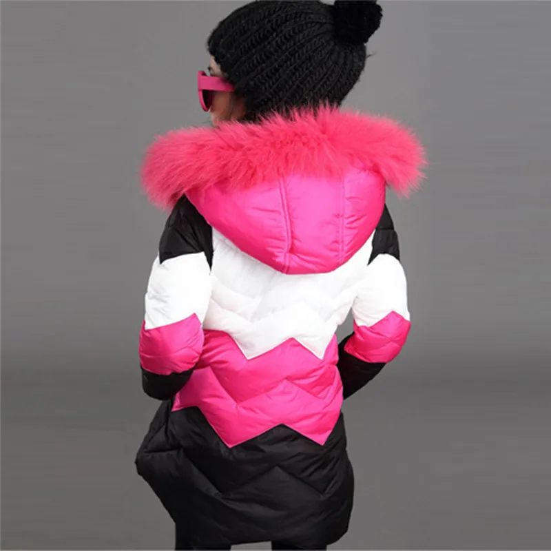 Зимнее пальто для девочек детские парки пальто с меховым воротником и неровным подолом зимняя куртка с подкладкой для девочек детские парки