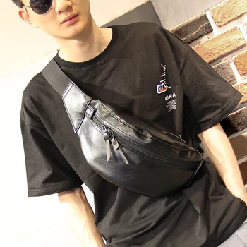 

Xiao.p Vintage Men's High quality Pu Leather Waist Bags Belt Pack Male Black Fanny Pack Black Small Hip/Bum Bag Waist Bag