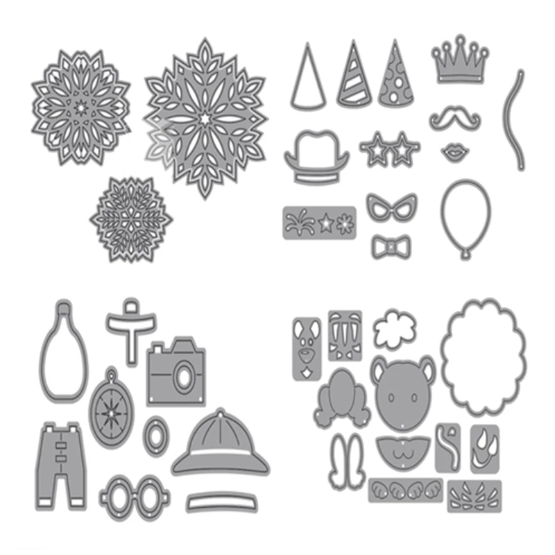 New Metal Cutting Dies and Scrapbooking For Paper Making Tiger Lion Hat Glasses Birthday Decor Embossing Frame Card Craft
