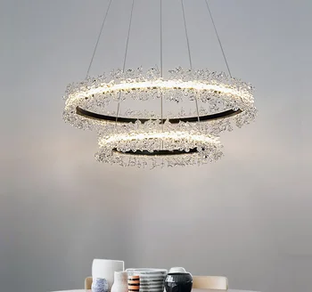 

Ring crystal clear crystal LED chandelier Living room dining room bedroom study chandelier Shop cafe restaurant lighting chandel