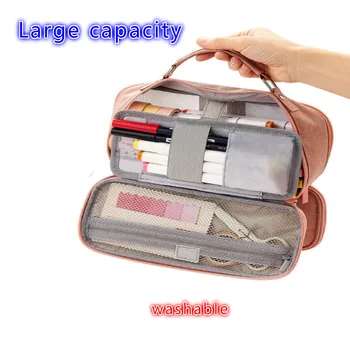 

Large capacity of pencil case Net red Japanese multifunctional retro student literary cute pencil case Canvas stationery box