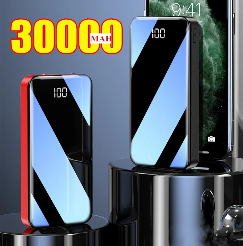 Для Xiaomi MI iphone 8 X Huawei 30000mah внешний аккумулятор повербанк 2 USB LED Powerbank Портативный