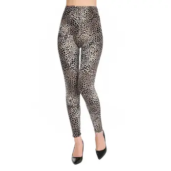 

Womens Milk Fiber Stretch Skinny Leggings High Waist Leopard Printed Pencil Trousers