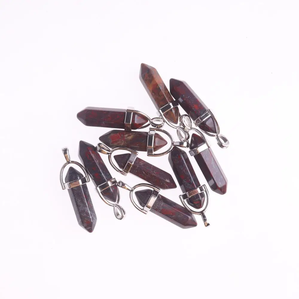 100pcs Fashion Women Jewellry Hexagonal Column Bullet Pendants Natural Stone Quartz Crystal Pendant Necklace For Jewelry Making 6
