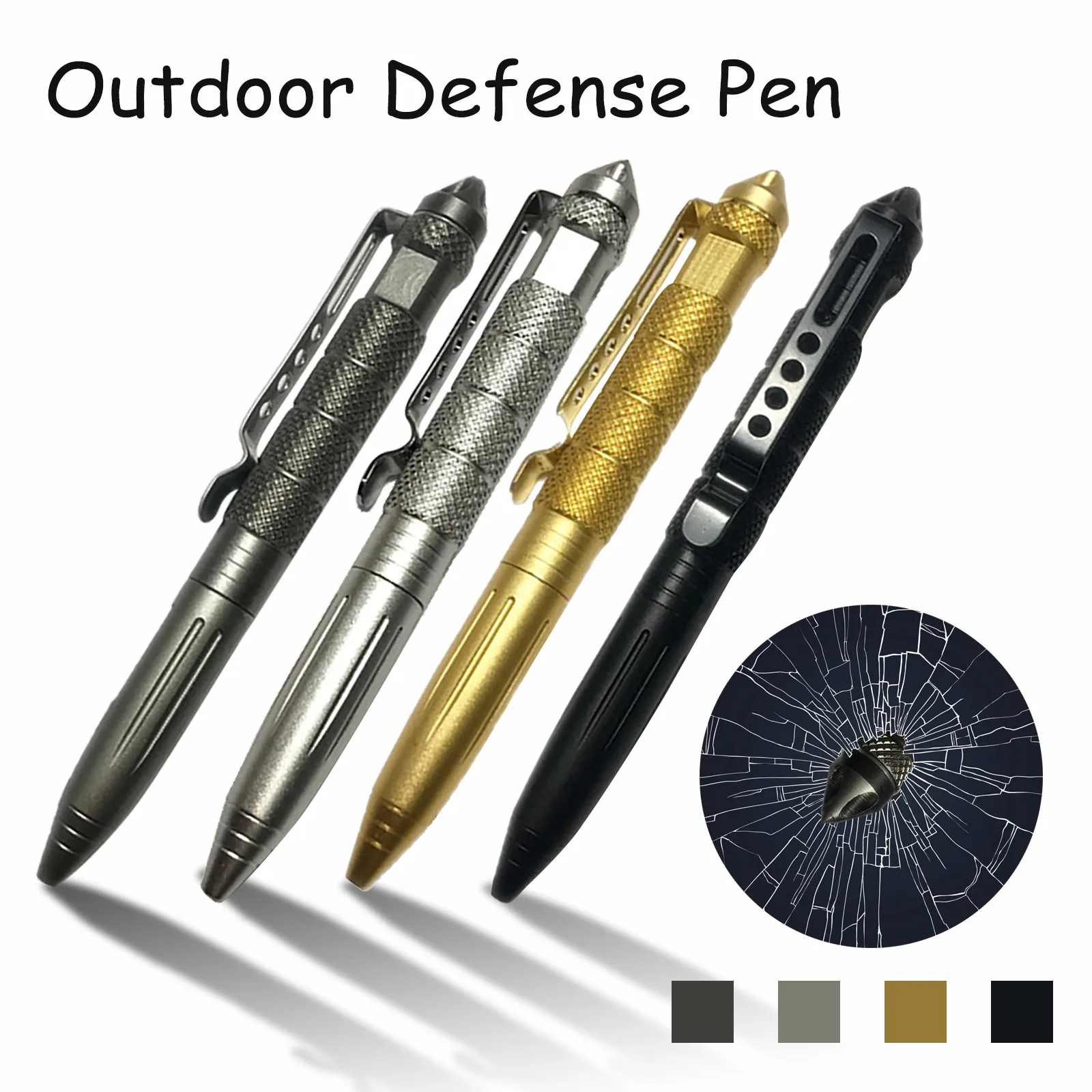 Outdoor Tactical Pen Survival Glass Breaker EDC Multi Tool Aluminum 