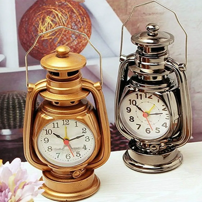 Vintage Alarm Clock Retro Oil Lamp Alarm Clock Watch Table Kerosene
